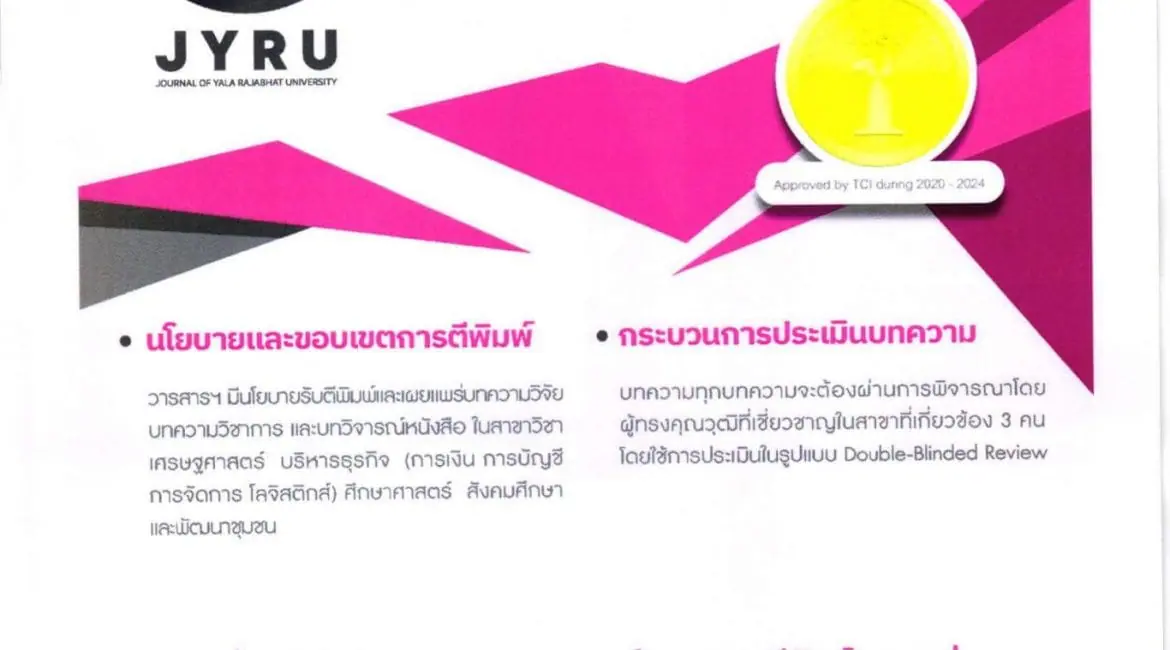 (วารสาร) ประชาสัมพันธ์การเปิดรับบทความเพื่อตีพิมพ์ในวารสารมหาวิทยาลัยราชภัฎยะลา