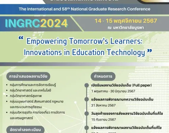 (งานประชุมวิชาการ) ขอความอนุเคราะห์ประชาสัมพันธ์การประชุมวิชาการนานาชาติและนำเสนอผลงานวิจัยระดับบัณฑิตศึกษาแห่งชาติ ครั้งที่ 58