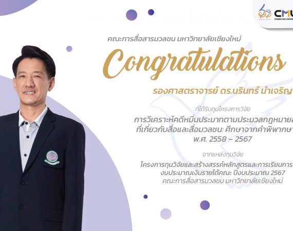 ขอแสดงความยินดีกับคณาจารย์คณะการสื่อสารมวลชน มช. ที่ได้รับทุนโครงการวิจัย