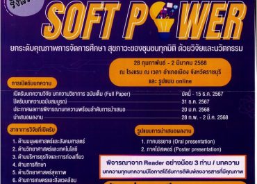 (งานประชุมวิชาการ) ขอเชิญส่งบทความวิจัยหรือบทความวิชาการ ในการประชุมวิชาการระดับชาติราชภัฏหมู่บ้านจอมบึงวิจัย ครั้งที่ 13