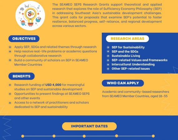 (ทุนภายนอกมหาวิทยาลัย) ประชาสัมพันธ์โครงการทุนวิจัย SEAMEO SEPS Research Grants Project